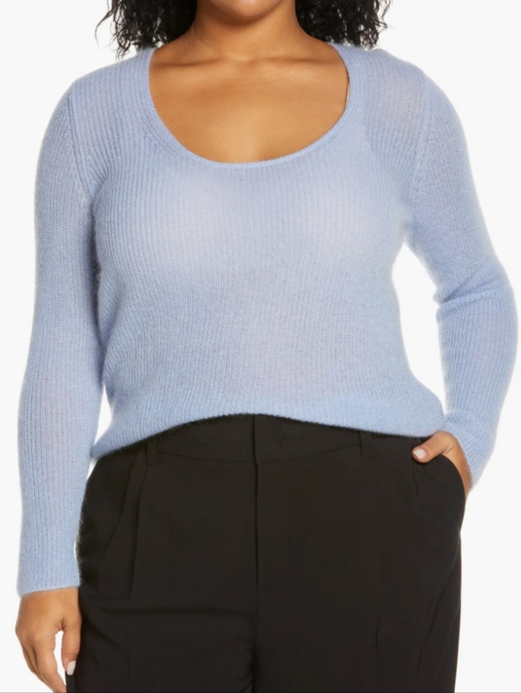Vince Scoop Neck Pullover Sweater Light Peri Blue Xl